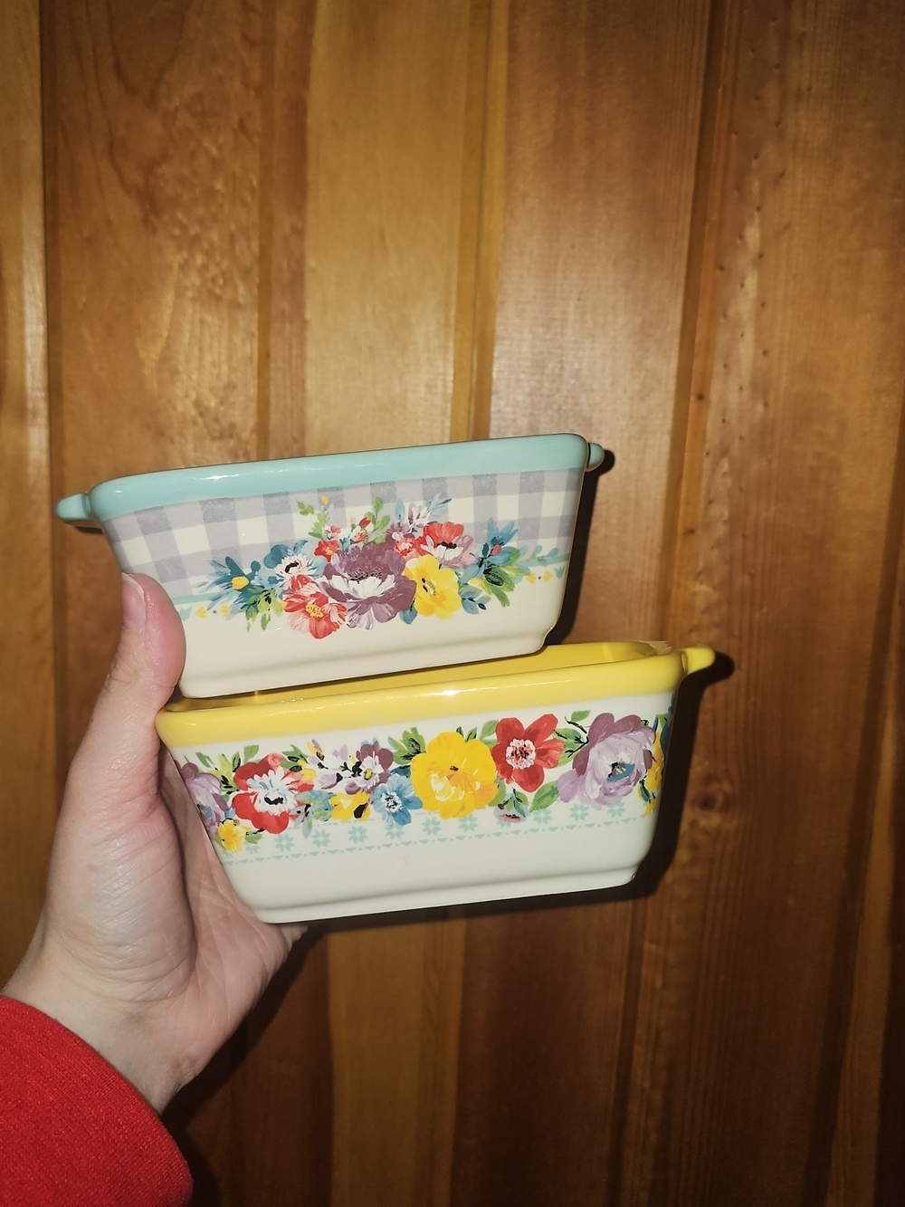Floral Ceramic Baking Dishes - Yellow & Teal Rims